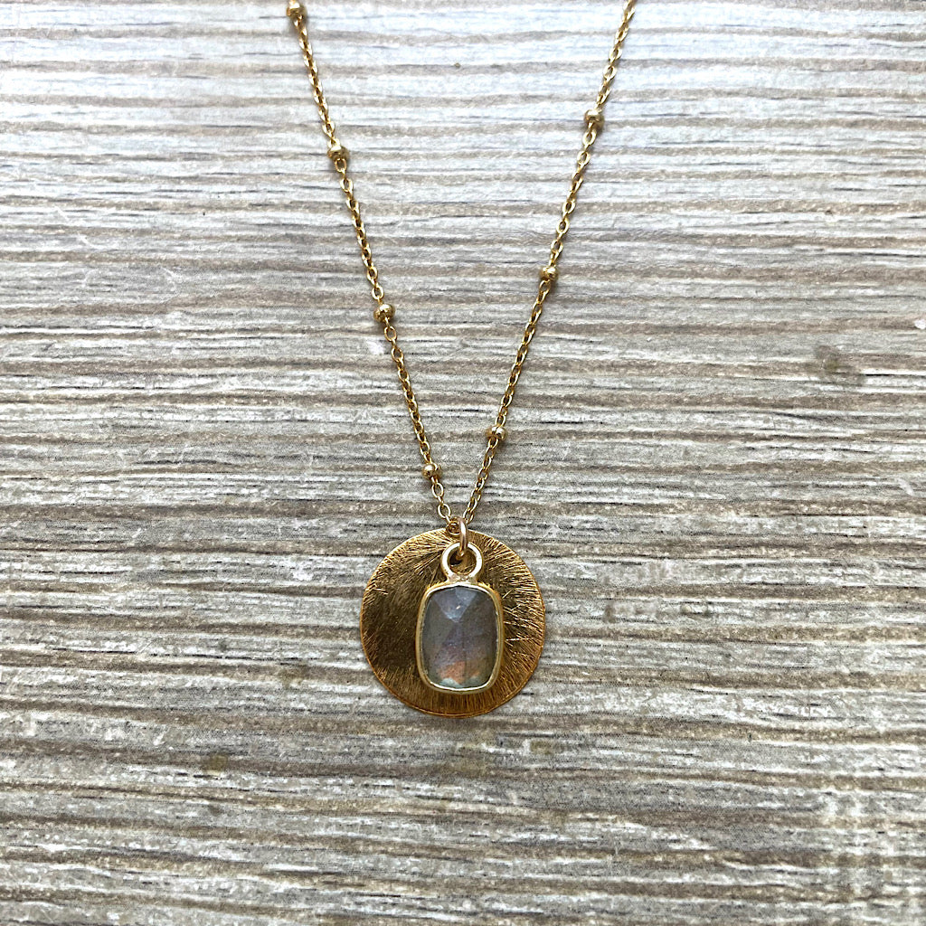 Collier Labradorite médaille vide-atelier