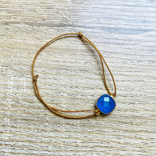 Bracelet cordon réglable pierre naturelle doré Livia