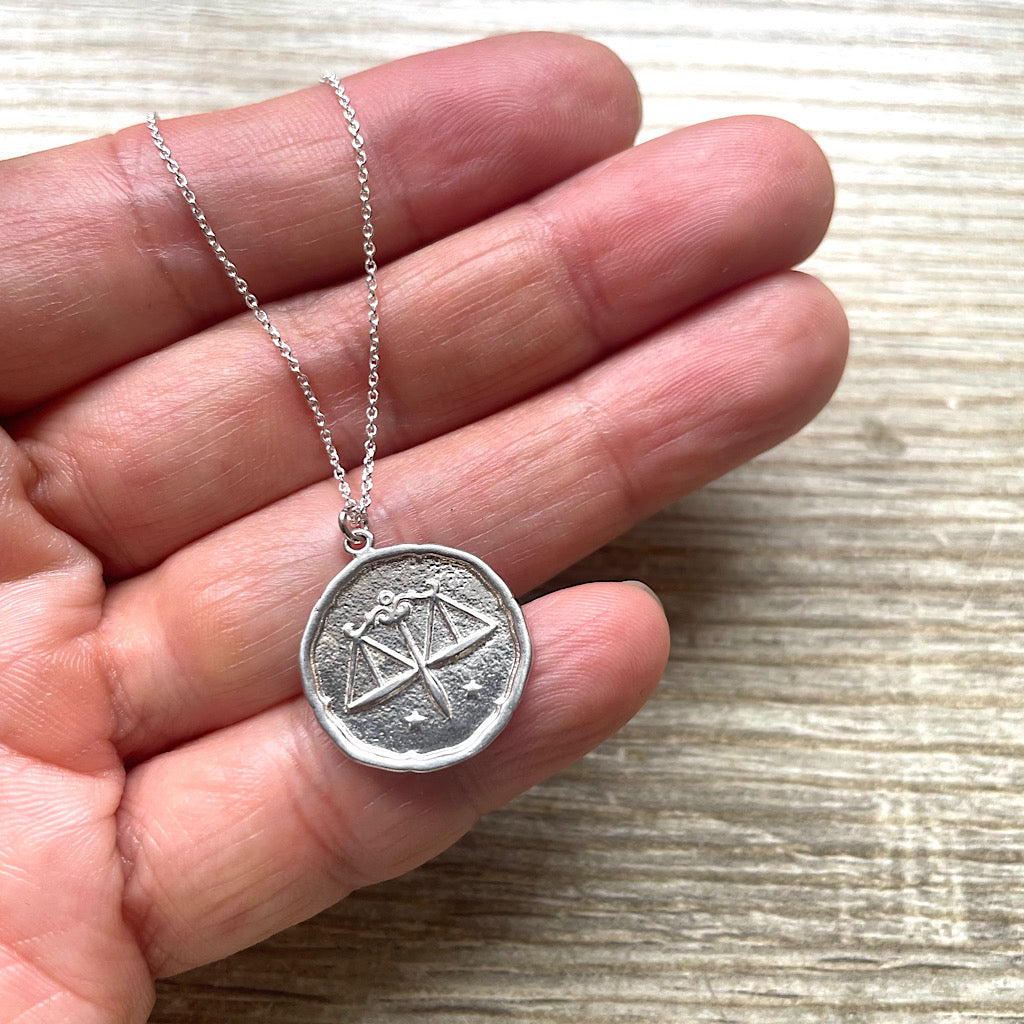 Collier Médaille Signe Sagittaire argent massif vide-atelier