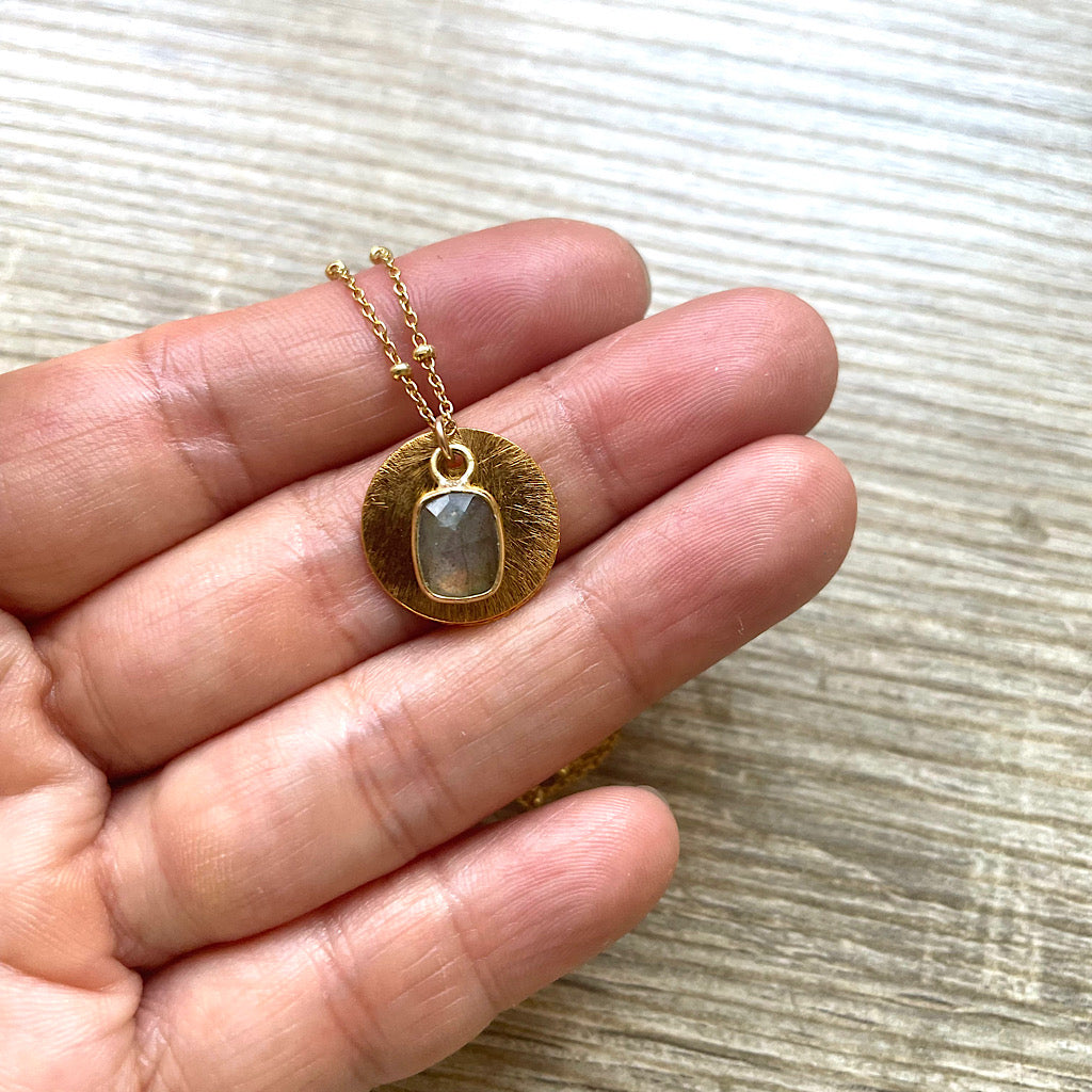 Collier Labradorite médaille vide-atelier