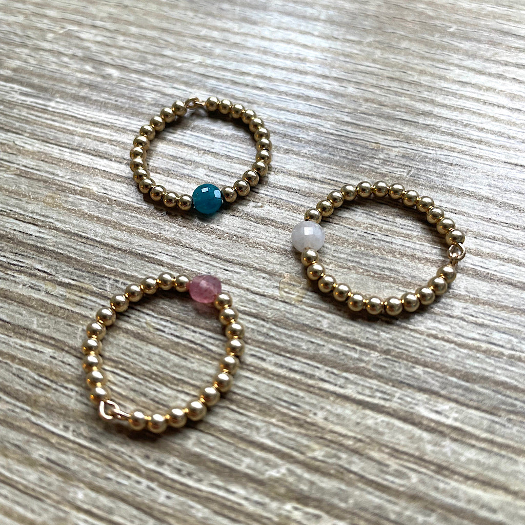 Bague boule pierre naturelle Sara