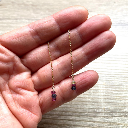 Boucle d’oreille chaîne pierres naturelles Sana