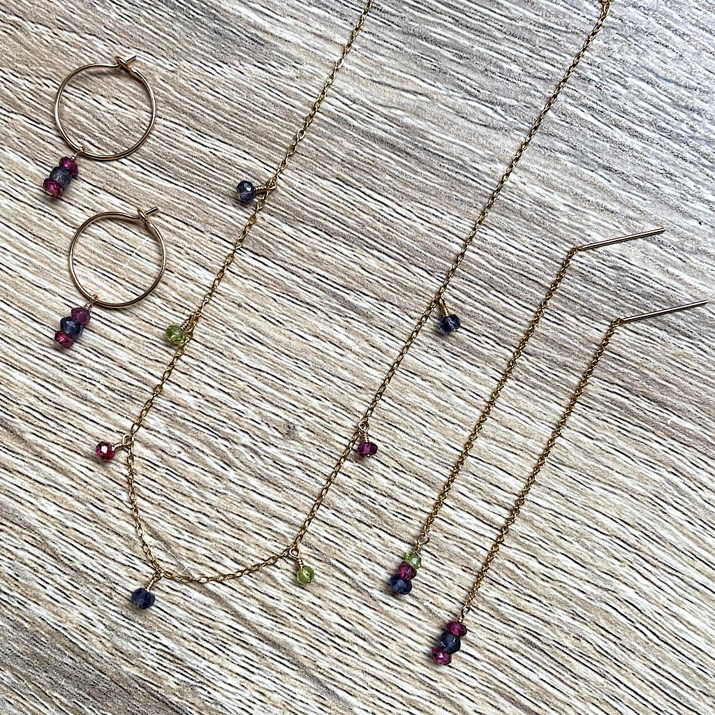 Boucle d’oreille chaîne pierres naturelles Sana