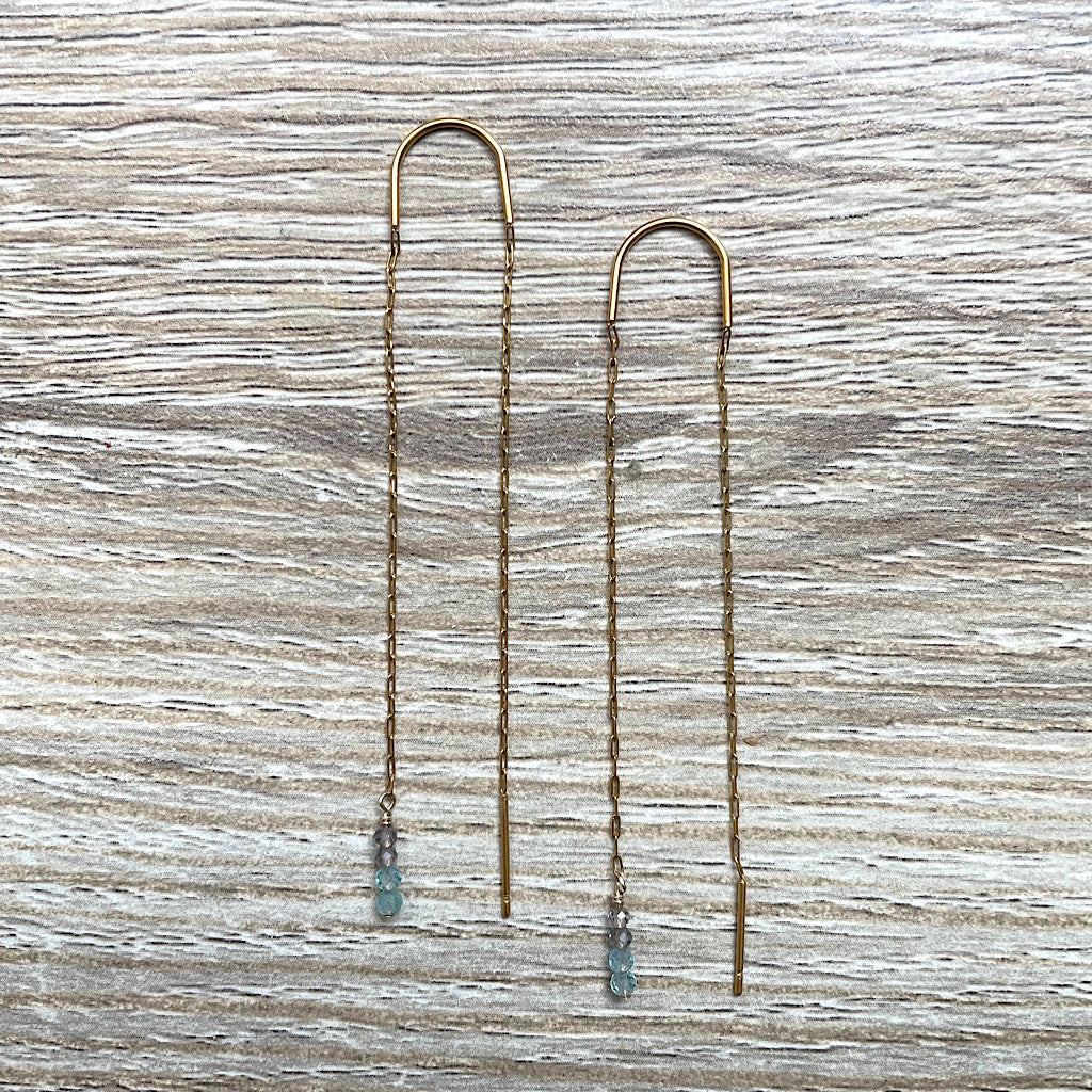 Boucles d’oreilles chaîne Quartz fumé et Topaze Ellie