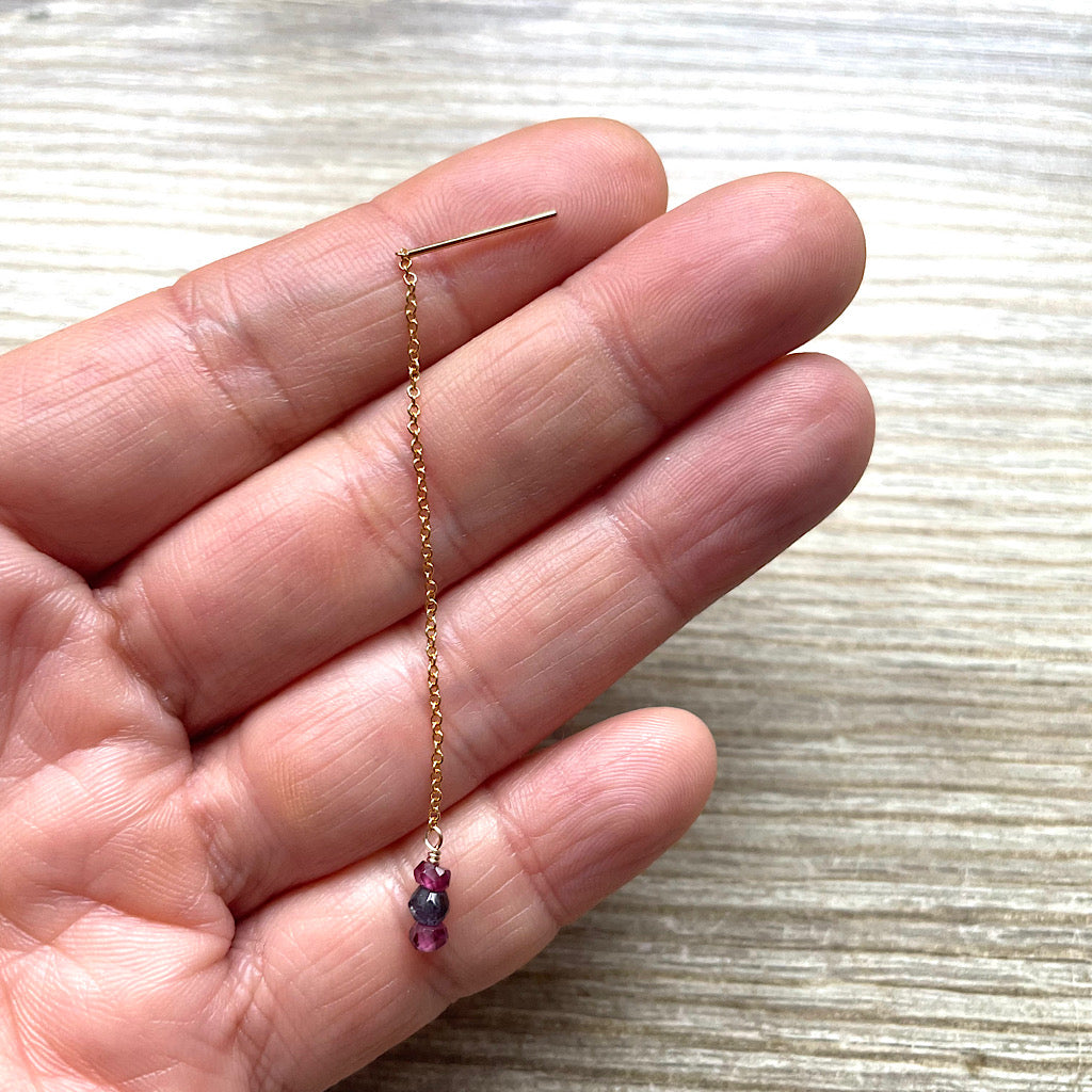 Boucle d’oreille chaîne pierres naturelles Sana