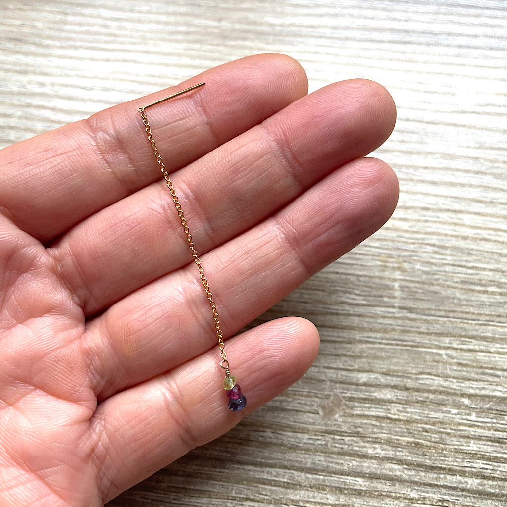 Boucle d’oreille chaîne pierres naturelles Sana