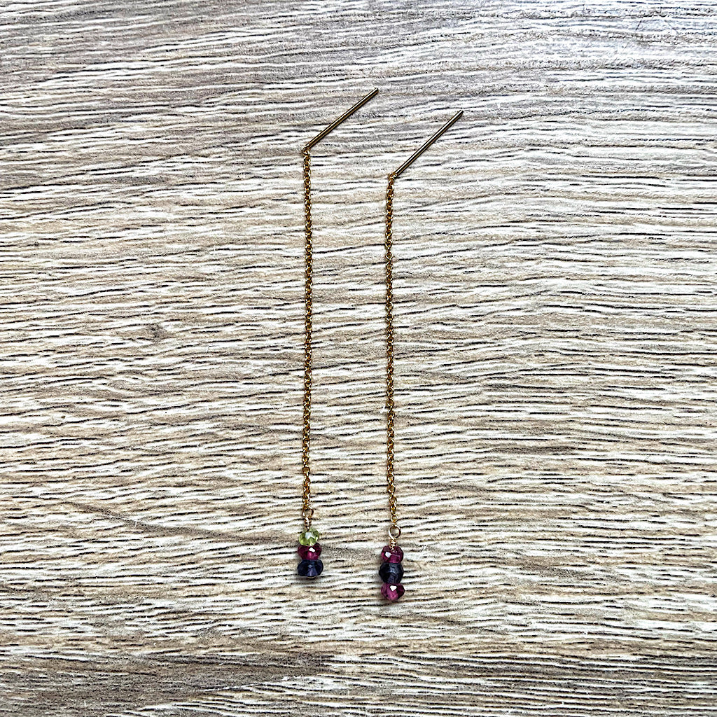 Boucle d’oreille chaîne pierres naturelles Sana