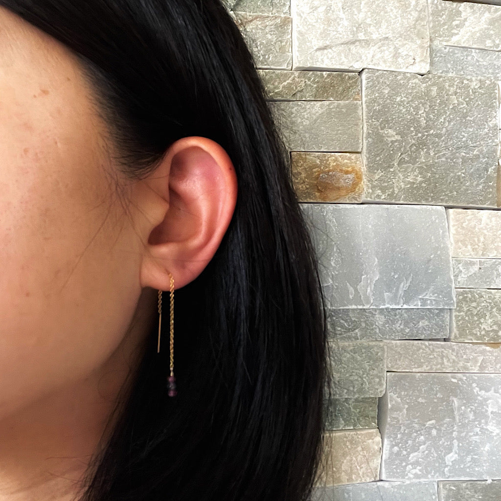Boucle d’oreille chaîne pierres naturelles Sana