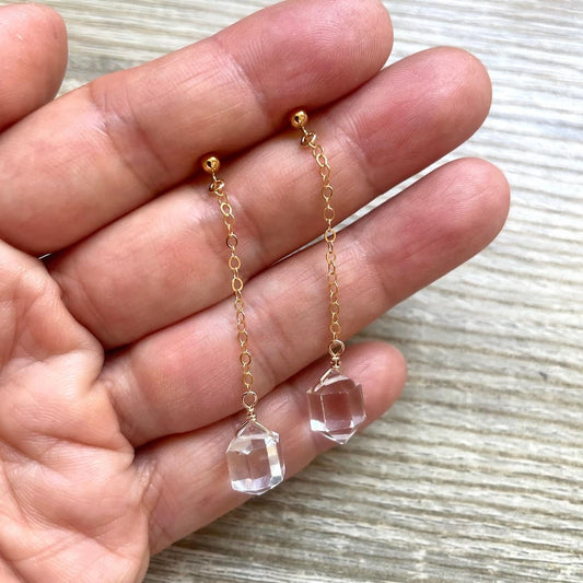 Boucles d'oreilles Cristal de roche taille Herkimer