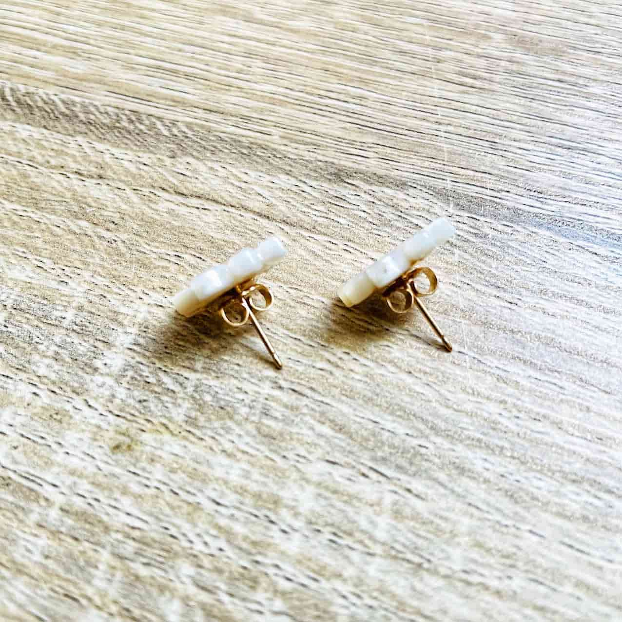 Puces d'oreilles fleur de Lotus en nacre