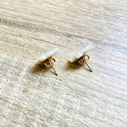 Puces d'oreilles fleur de Lotus en nacre