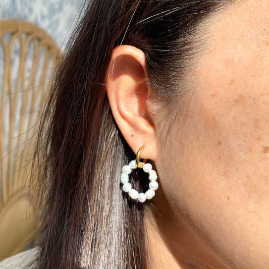 Créoles perles blanches amovibles Agathe