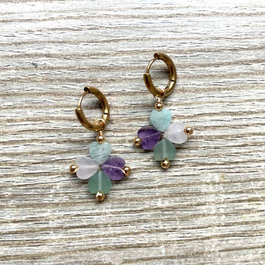 Boucles d'oreilles pierres naturelles multicolores
