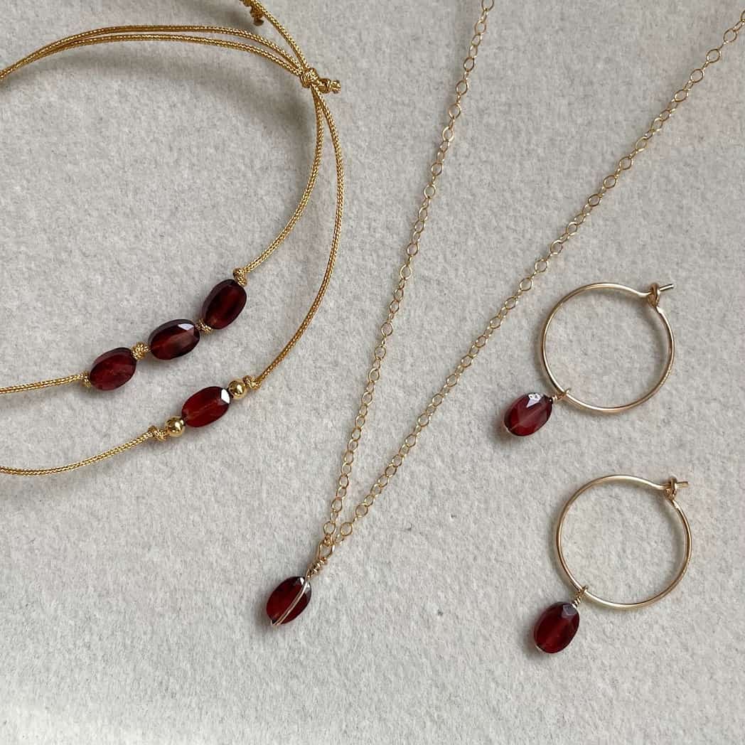 Parure bijoux Grenat rouge