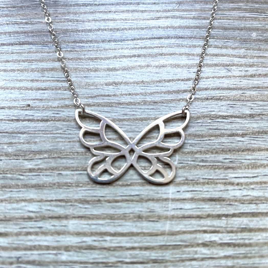 Collier papillon en argent massif