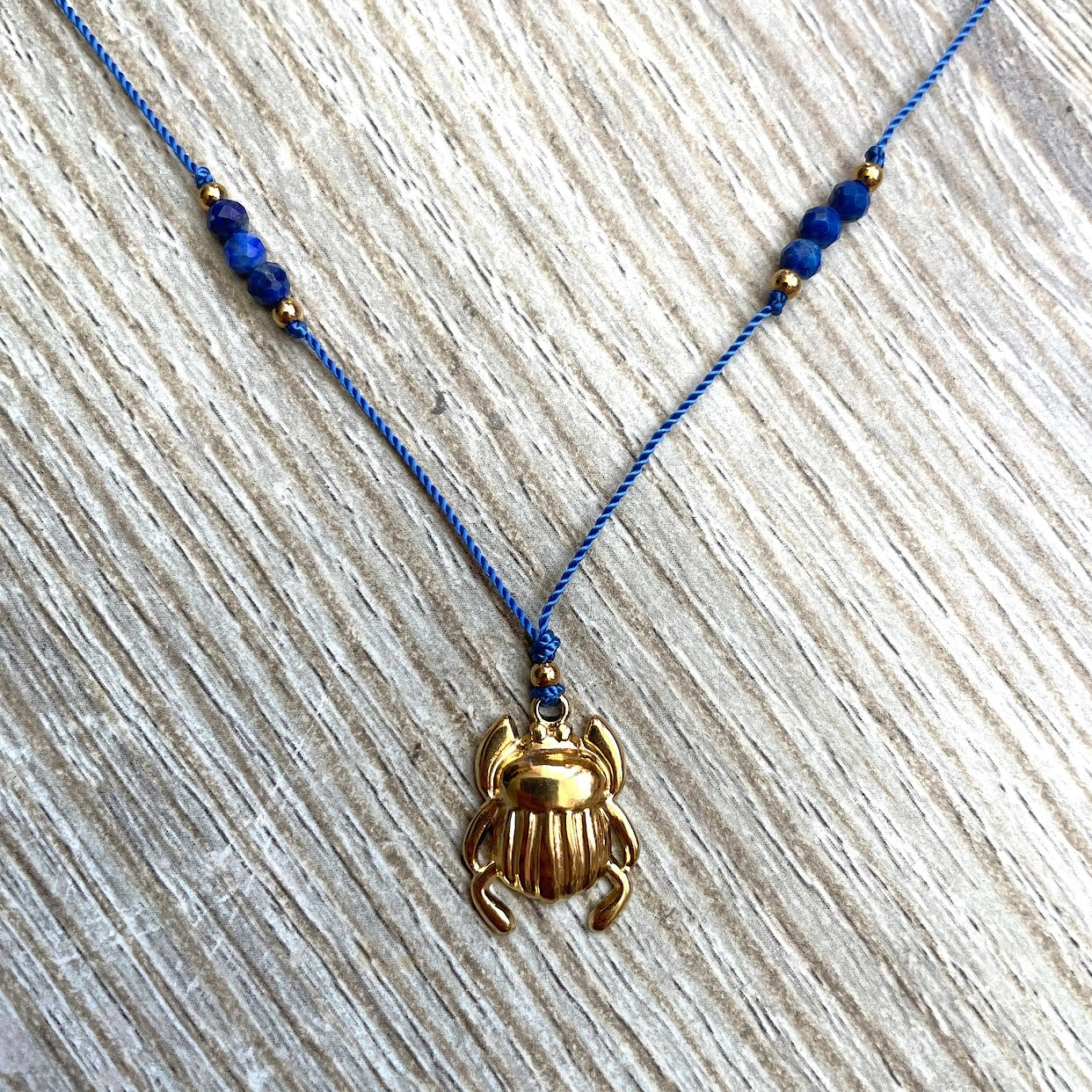 Collier Lapis Lazuli Scarabée - Sagesse et Protection - Ava