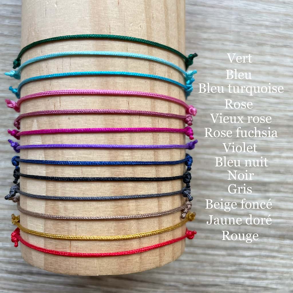 Couleur cordon bracelet lien coulissant
