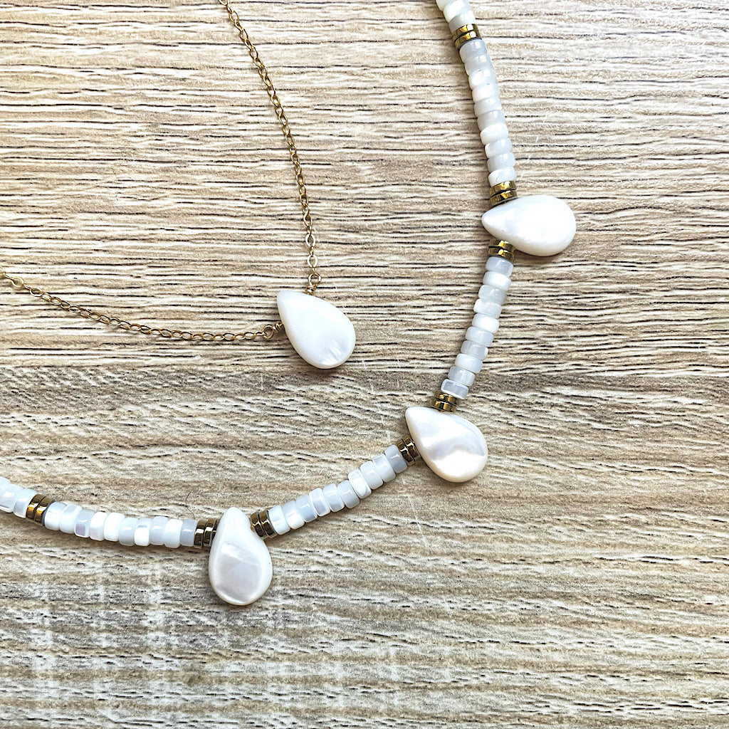 Collier Luz Nacre blanche plaqué or