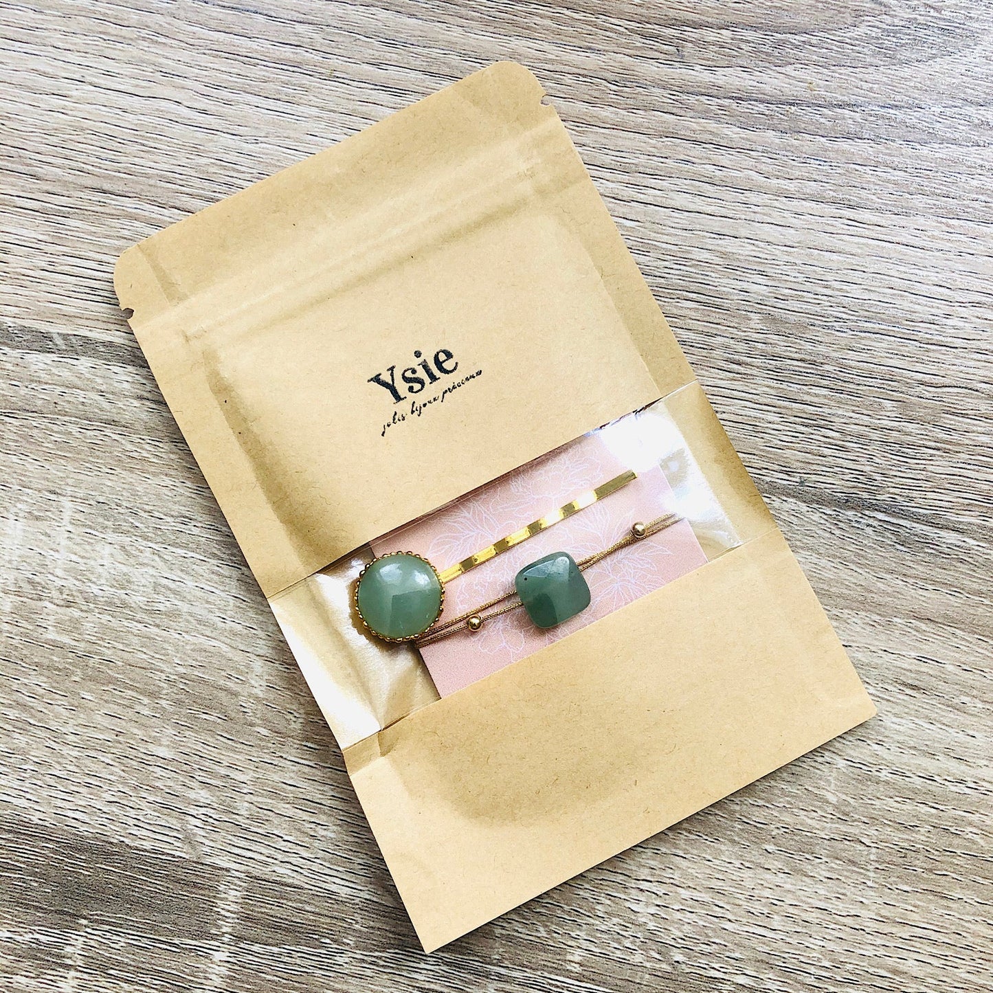 Parure bracelet barrette Aventurine verte Créativité