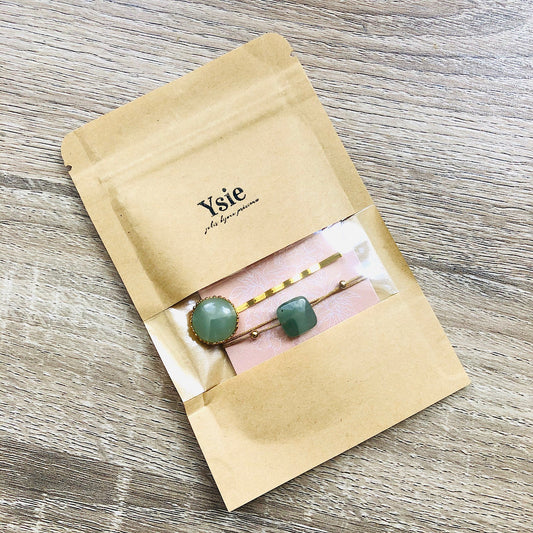 Parure bracelet barrette Aventurine verte Créativité