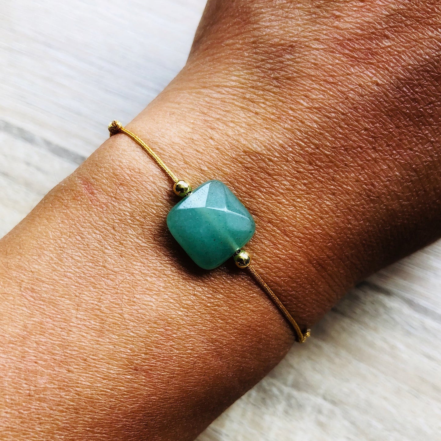 Parure bracelet barrette Aventurine verte Créativité