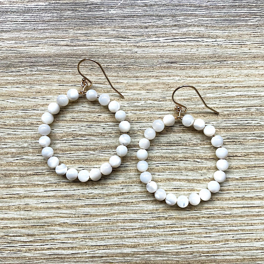Boucles d’oreilles Nacre blanche plaqué or Wanda