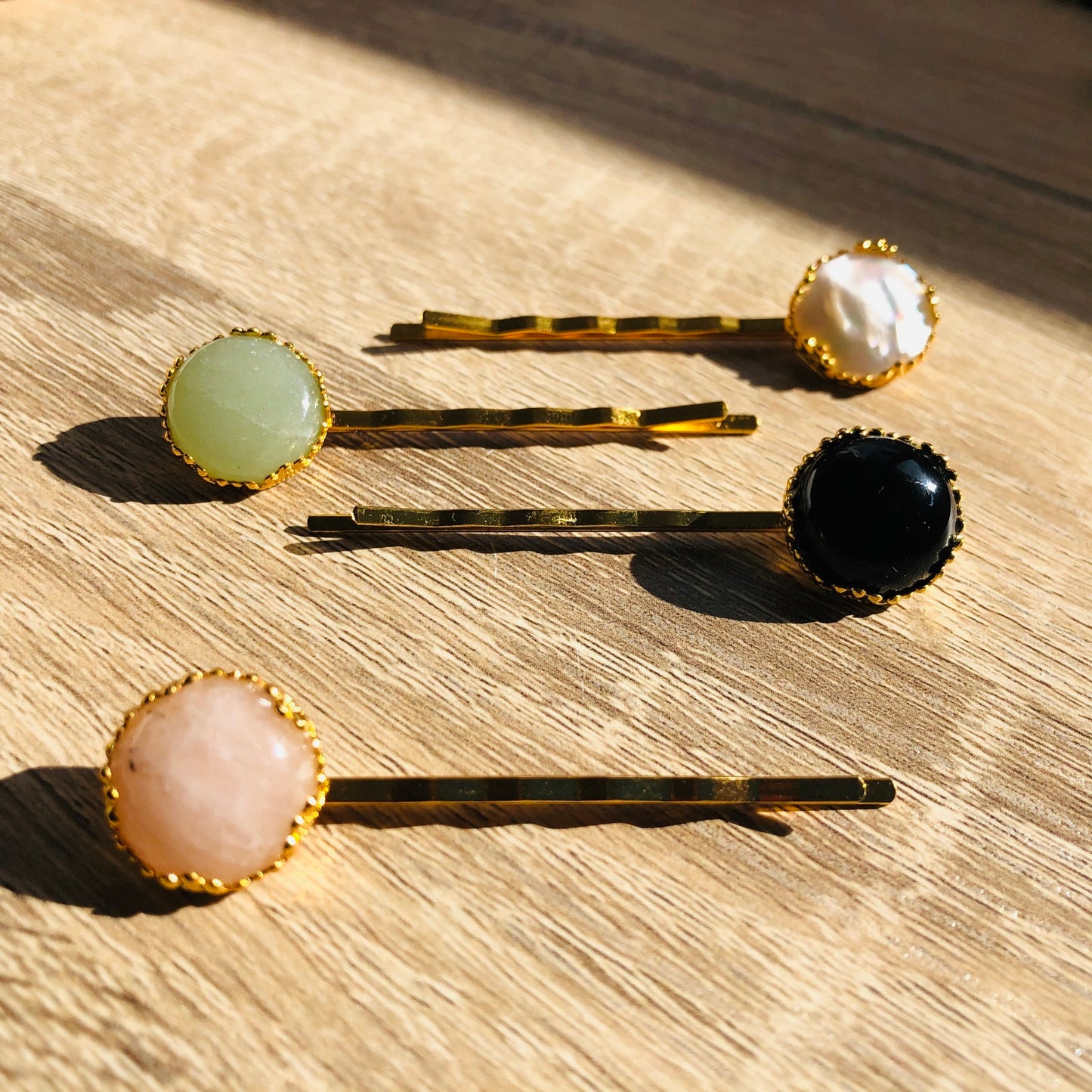 Barrette épingle pierres naturelles Margaux