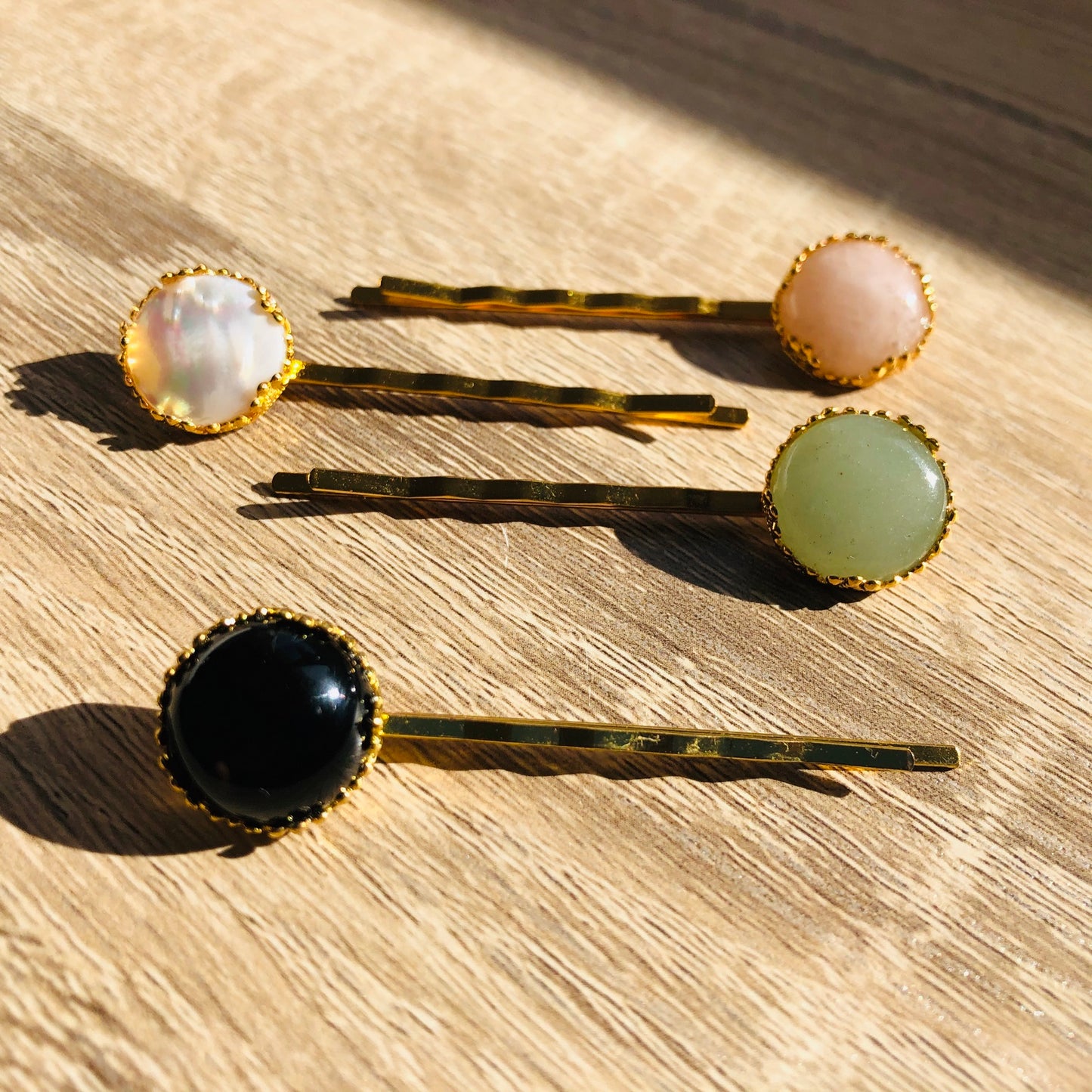 Barrette épingle pierres naturelles Margaux