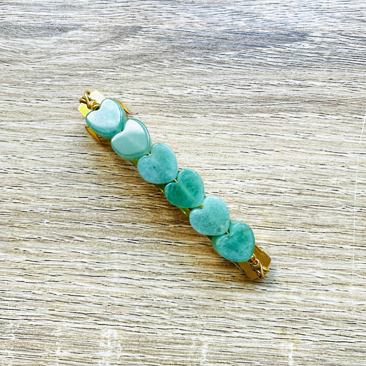 barrette-cœur-aventurine-verte