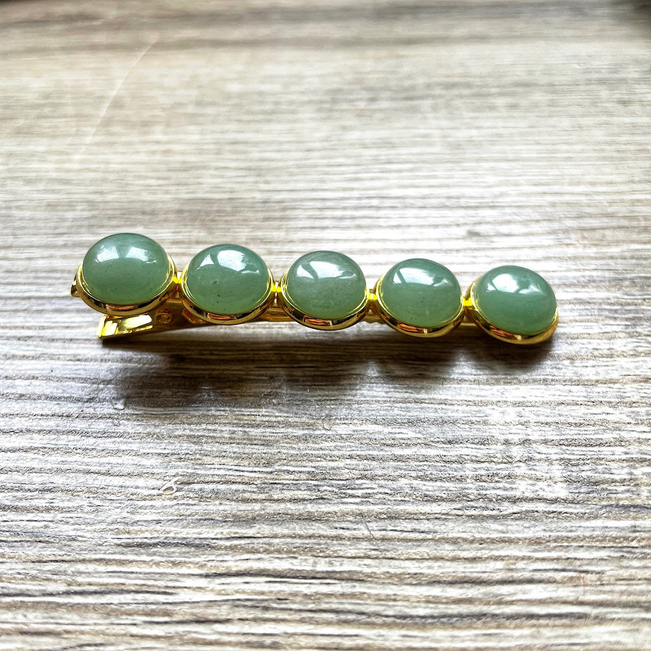 barrette-pince-crocodile-aventurine-verte-face