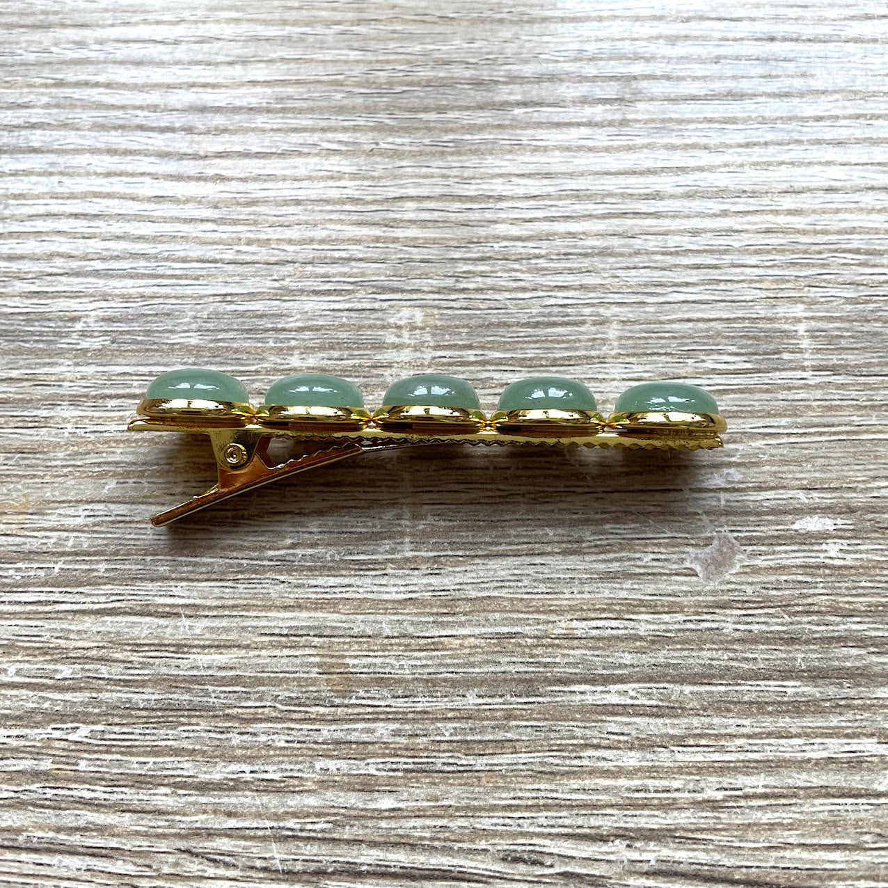 barrette-pince-crocodile-aventurine-verte-face