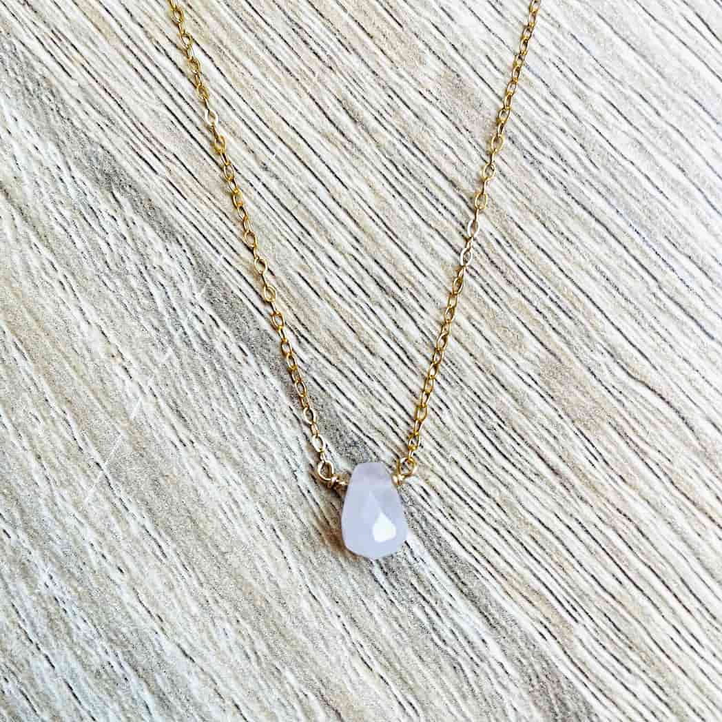 Collier Quartz rose goutte