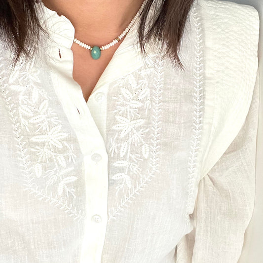 Collier Chrysoprase corail Gina