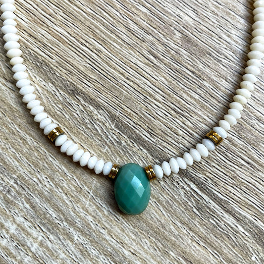 Collier Chrysoprase corail Gina