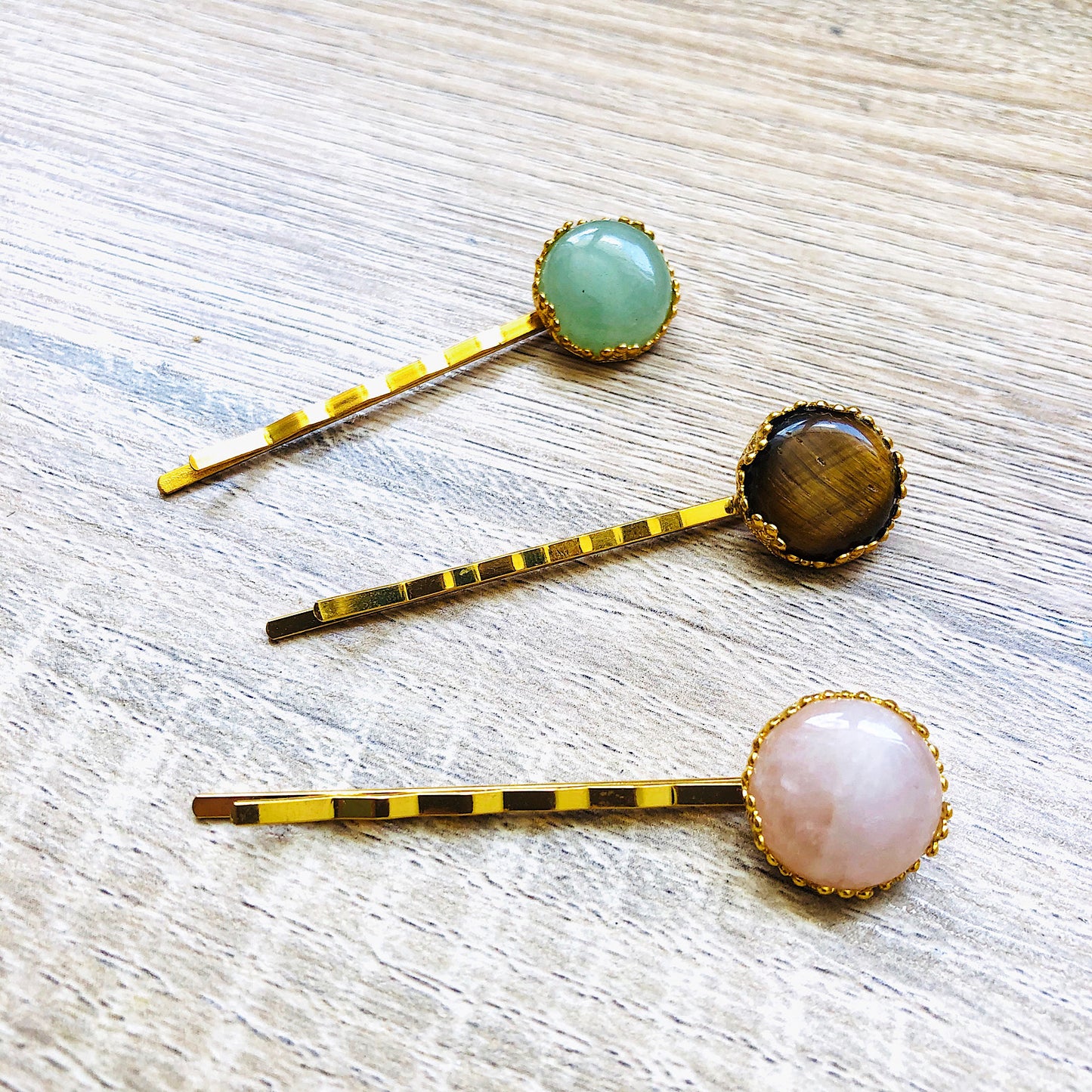 Barrette épingle pierres naturelles Margaux