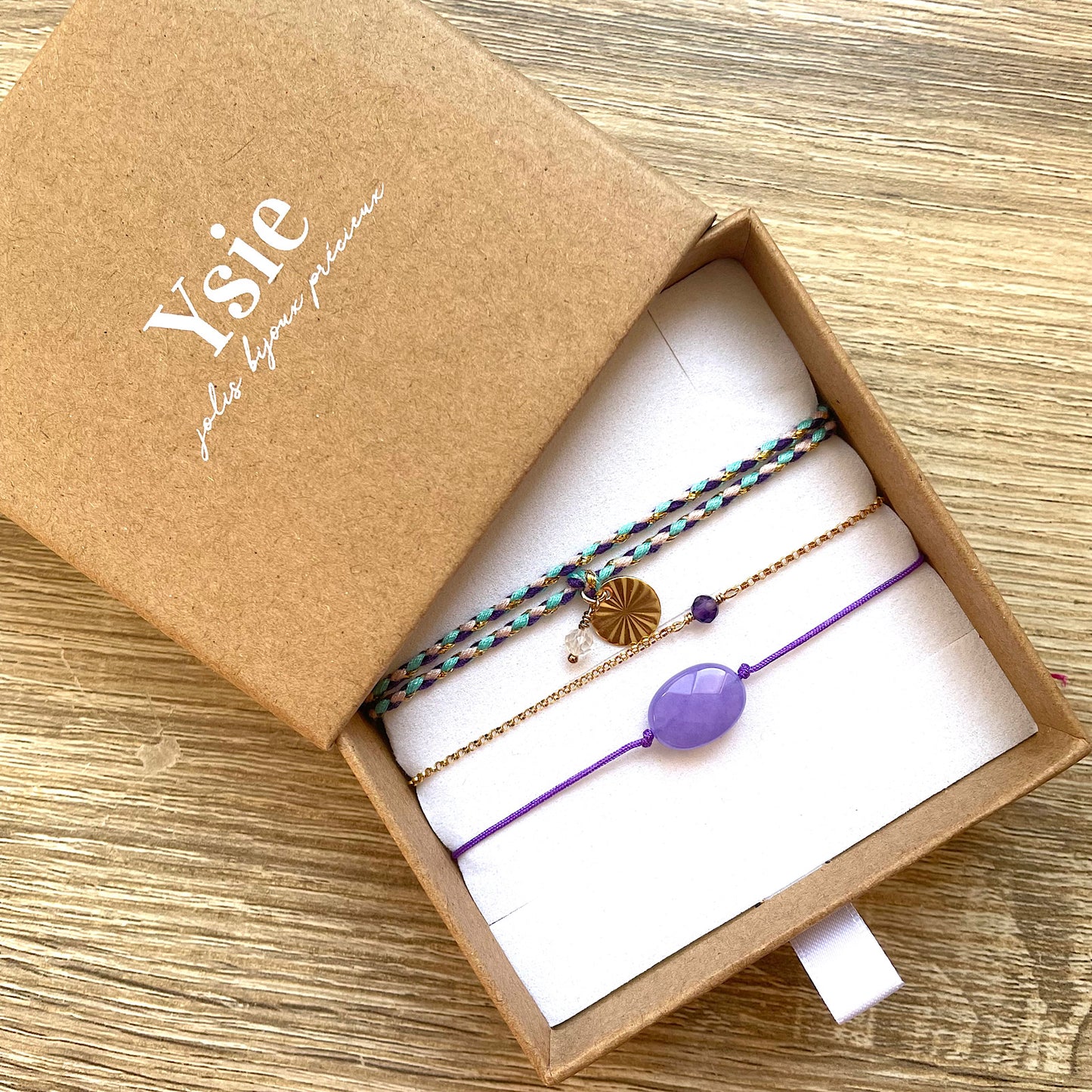 Coffret bracelets pierres naturelles Violets