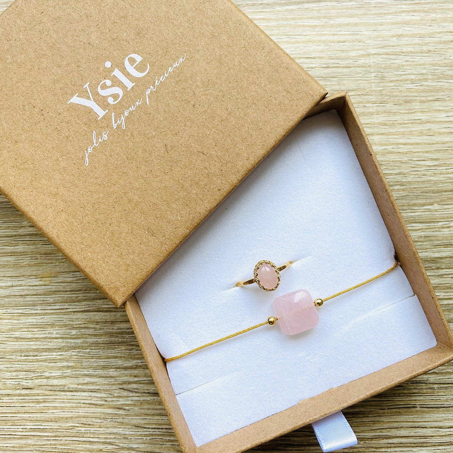 Parure Quartz rose bague et bracelet