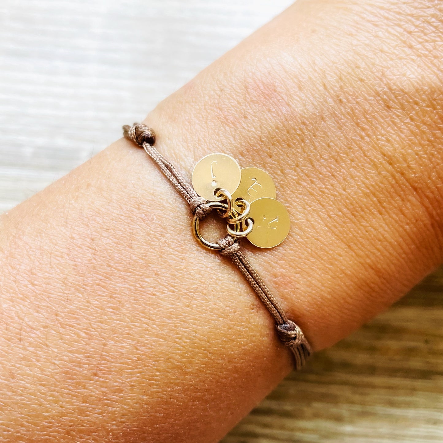 Bracelet initiales prénom lien coulissant Élise