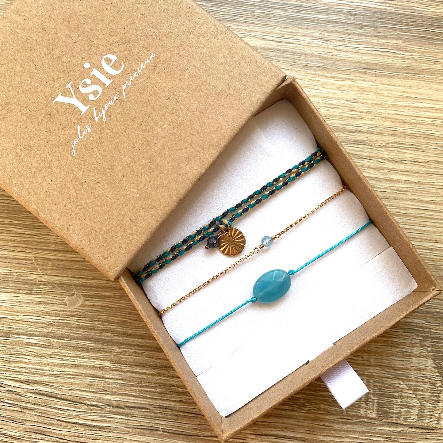 Coffret bracelets pierres naturelles Bleus