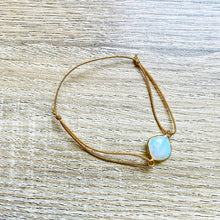 Charger l&#39;image dans la galerie, Bracelet cordon réglable pierre naturelle argent doré Livia