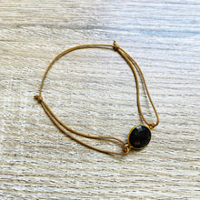 Charger l&#39;image dans la galerie, Bracelet cordon réglable pierre naturelle argent doré Livia