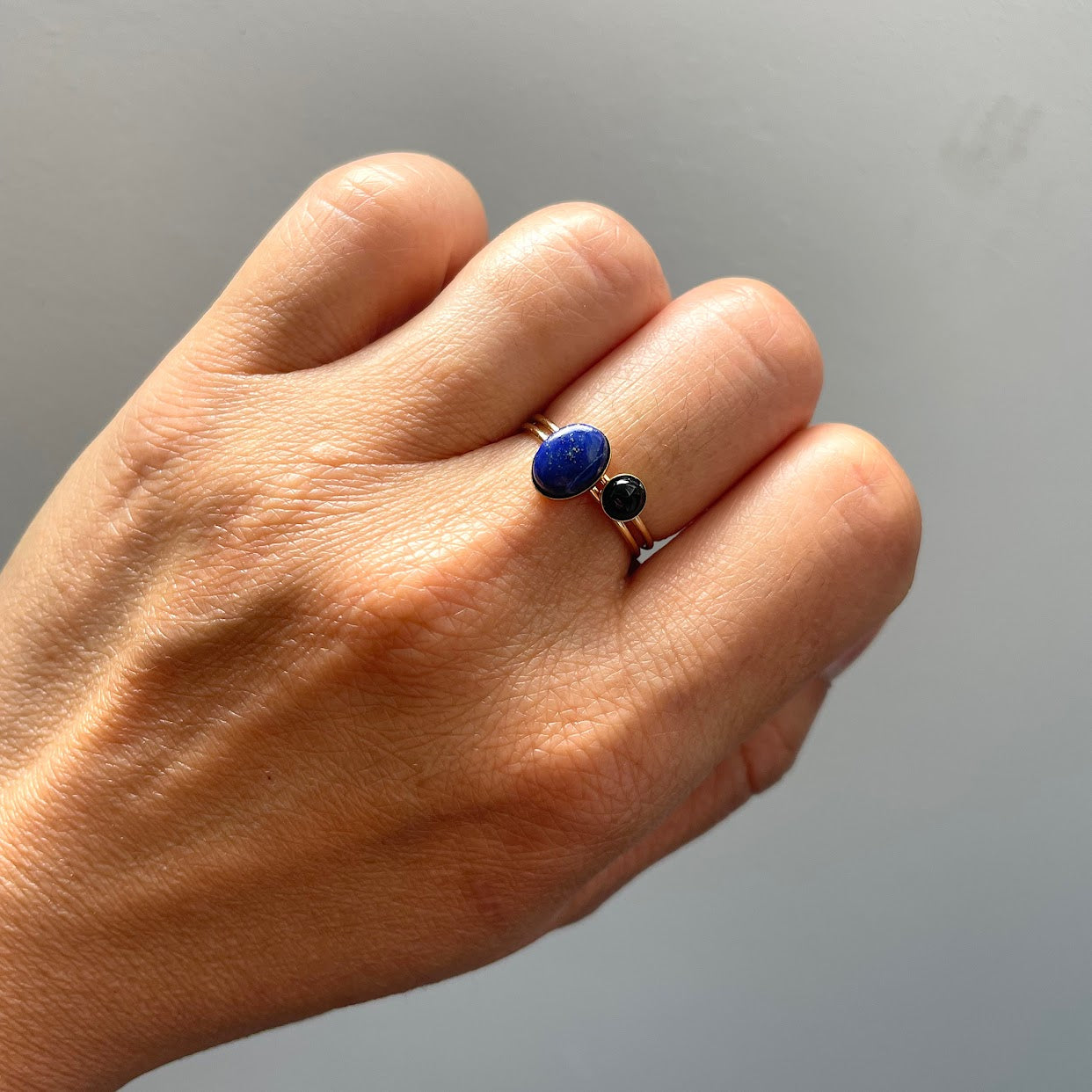 Bague Lapis Lazuli et Onyx noir