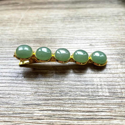 Barrette pince Aventurine verte