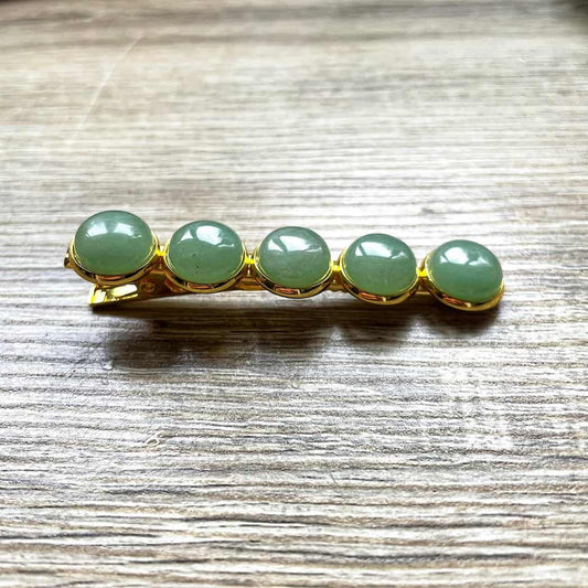 Barrette pince Aventurine verte