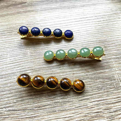 Barrettes pinces pierres naturelles 