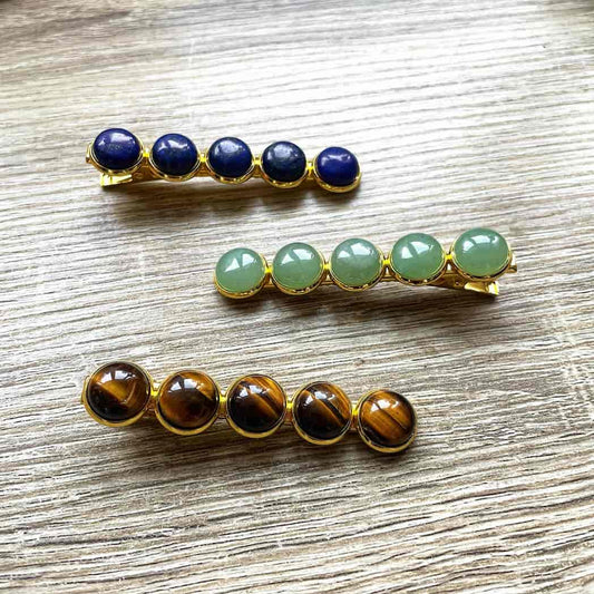 Barrettes pinces pierres naturelles 