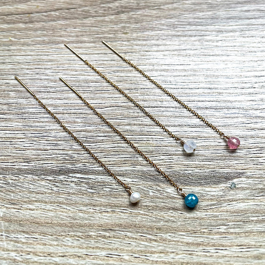 Bijou d'oreilles chaîne pierres naturelles