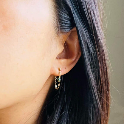 Boucles d'oreilles chaînette en Rubis Zoïsite verte