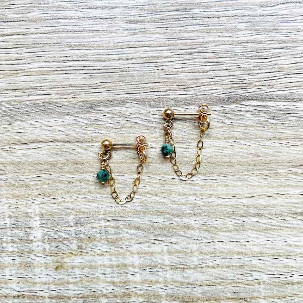 Boucles d'oreilles chaînette en Rubis Zoîsite
