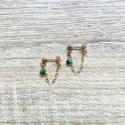 Boucles d'oreilles chaînette en Rubis Zoîsite